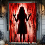 Scary Halloween Curtain Window Banner Horror Hanging Cloth Family Party Decoration Witch Zombie Ghosts Super Terrifying Backdrop