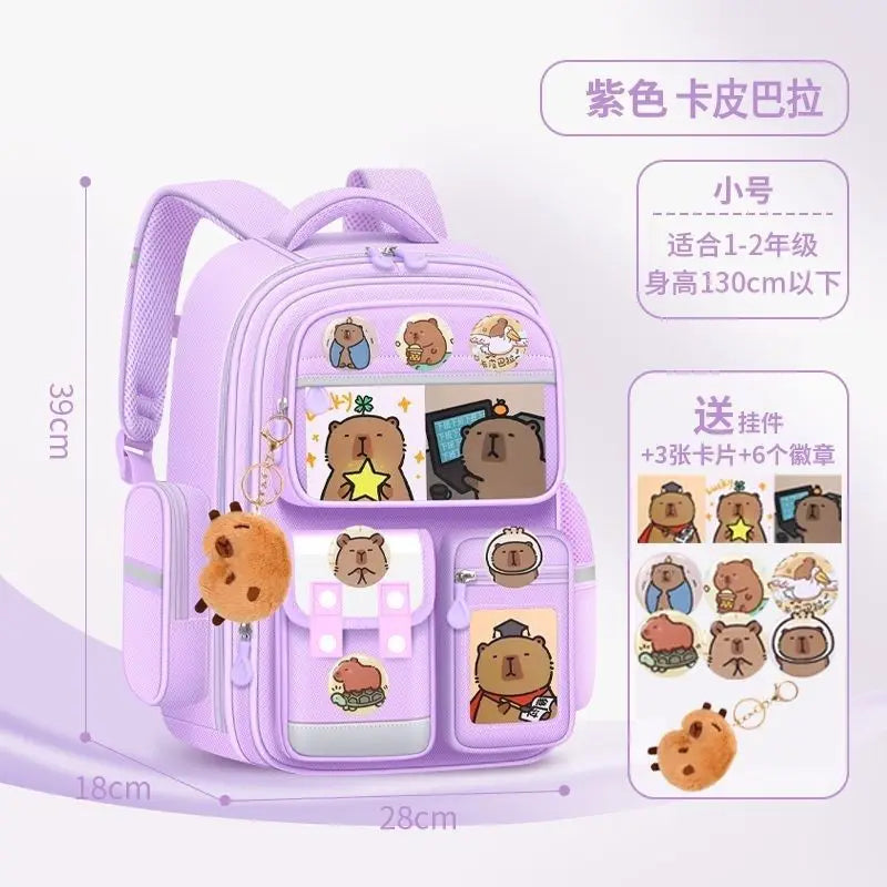 Capybara Children School Bags For Boys Girls Kids Alleviate Burden Protecting Spine Widen Straps School Backpack School Book Bag