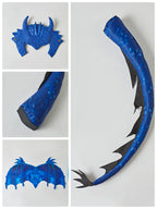 The Frost Blue Dragon Knight Jumpsuit for Kids, Halloween Carnival Theme Party Costume with Wing Tail Mask