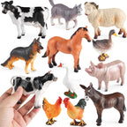 Oenux Farm Model Simulation Goose Duck Pig Hen Cow Horse Sheep Action Figures Poultry Animals Figurine Miniature Cute Kids Toy