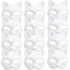 1-20pcs Japanese Mask Paper Blank Mask Halloween Cosplay Cat DIY Paintable Half Face Mask Animal Costume Party Decor Craft Prop
