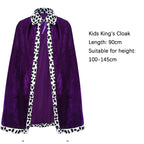 Adult Kids Cape King Prince Cosplay Costume Crown Shawl Parent-child Activity Party Performance Costume Halloween Cloak