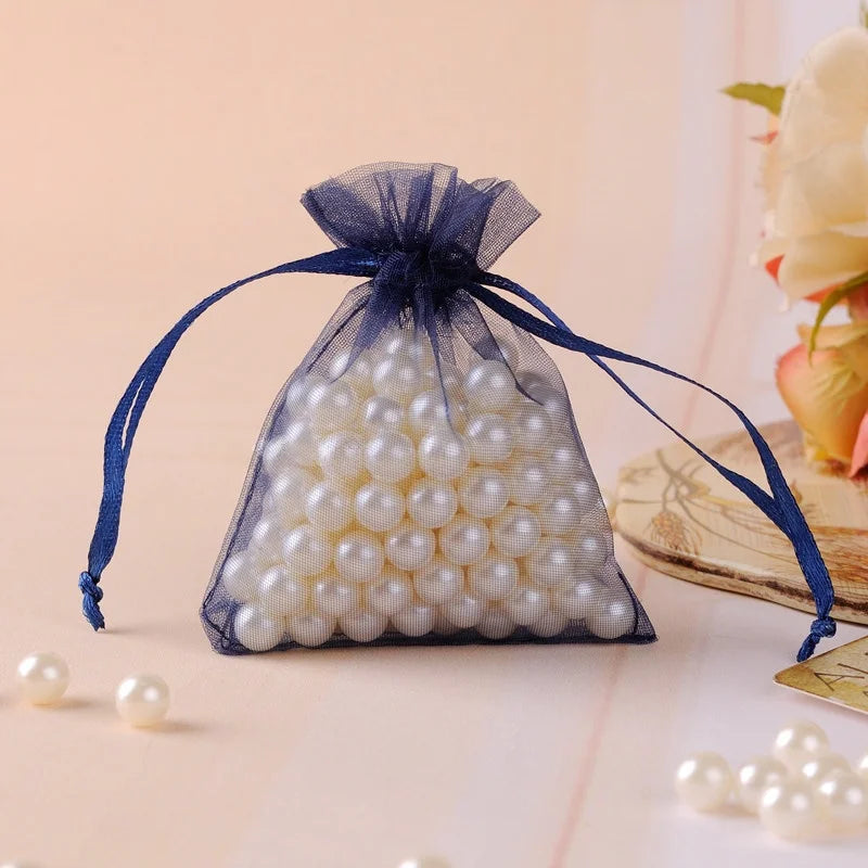 100pcs 7x9cm 10x12cm Colorful Organza Bag Packing Bag Sachet Organza Gift Bags For Jewelry Wedding Party Decor Drawstring Pouche