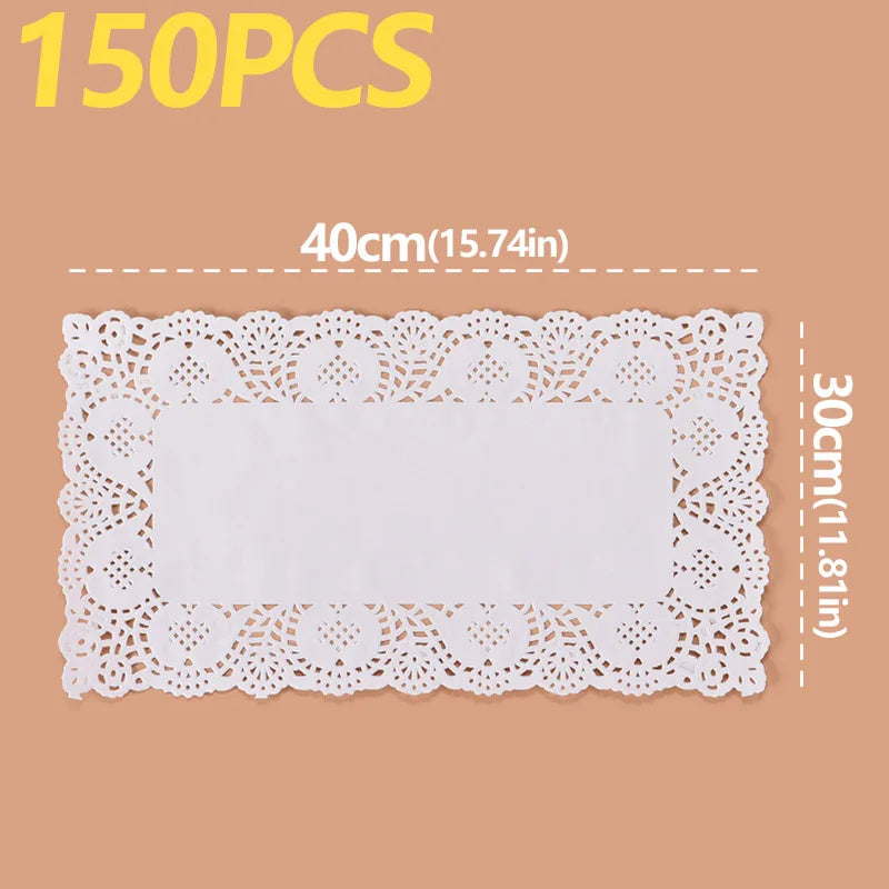 150Pcs Kitchen Fried Food Special Flower Bottom Paper Oil-absorbing Paper Baking Cake Pizza Snack Round Household Lace Paper Pad