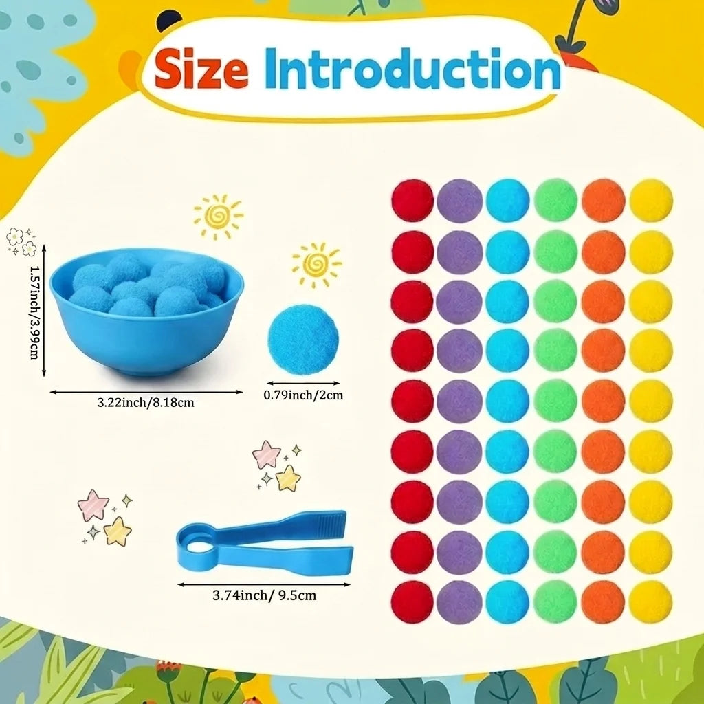 Kids Sorting Counting Toys Rainbow Color Classification Bowls Set