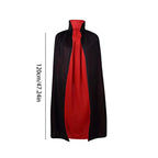 Halloween Themed Party Two Layer Two-Tone Hooded Stand-Up Collar Vampire Costume Robe Cloak, Unisex Adult Reversible Stand-Up C