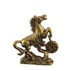 Brass Horse Step on Coins Lucky Statue Feng Shui Desk Ornament Zodiac Animal Figurines Miniatures Pure Copper Crafts Collections