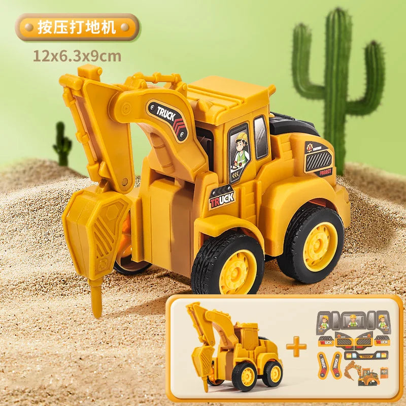 Engineering Vehicle Model Press Sliding Car Excavator Bulldozer Children Educational Construction Vehicle Toy Kids Boy Gift