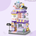 Mini ABS Self-Locking Bricks Street View Blocks Panda Coffee Ice Cream Flower Shop DIY Toy for Kids Girls Birthday Gift