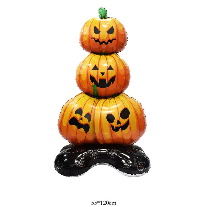 2026 Large Halloween Aluminum Film Balloons Bat Pumpkin Ghost Monster Inflatable Seated Standing Halloween Balloon Party Supplie