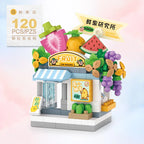 Mini ABS Self-Locking Bricks Street View Blocks Panda Coffee Ice Cream Flower Shop DIY Toy for Kids Girls Birthday Gift