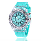 LED Light Flash Luminous Watch – Silicone Rhinestone Wristwatch