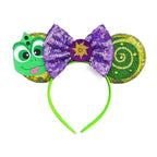 2025 New Style Mickey Minnie Ear Headband Sequin Bows Girl Adult Kids Halloween Party Cosplay Hair Accessories Princess Hairband