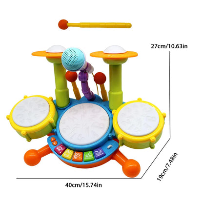 Kids Electric Drum Kit Toy – Musical Learning Instrument with Mic