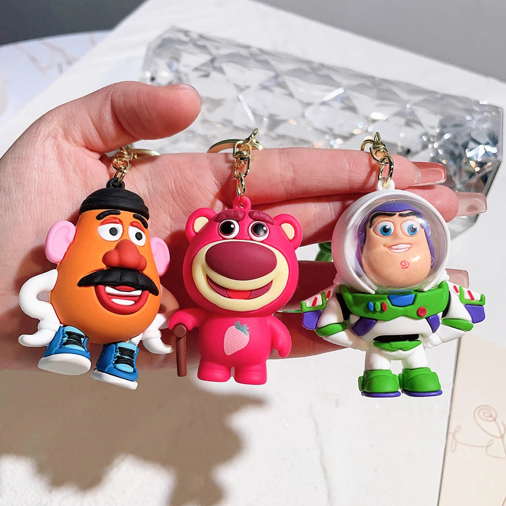 Disney Toy Story Figure Keyring Woody Buzz Alien Smarty Pants Car Keychain Cute Doll Pendant Birthday Christmas Gift for Kids