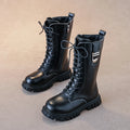 Elegant Zipper Baby Girl Casual Fashion Boots Autumn/winter Round Toe Warm Thick Sole Lace Comfortable Children's Midsole Boots