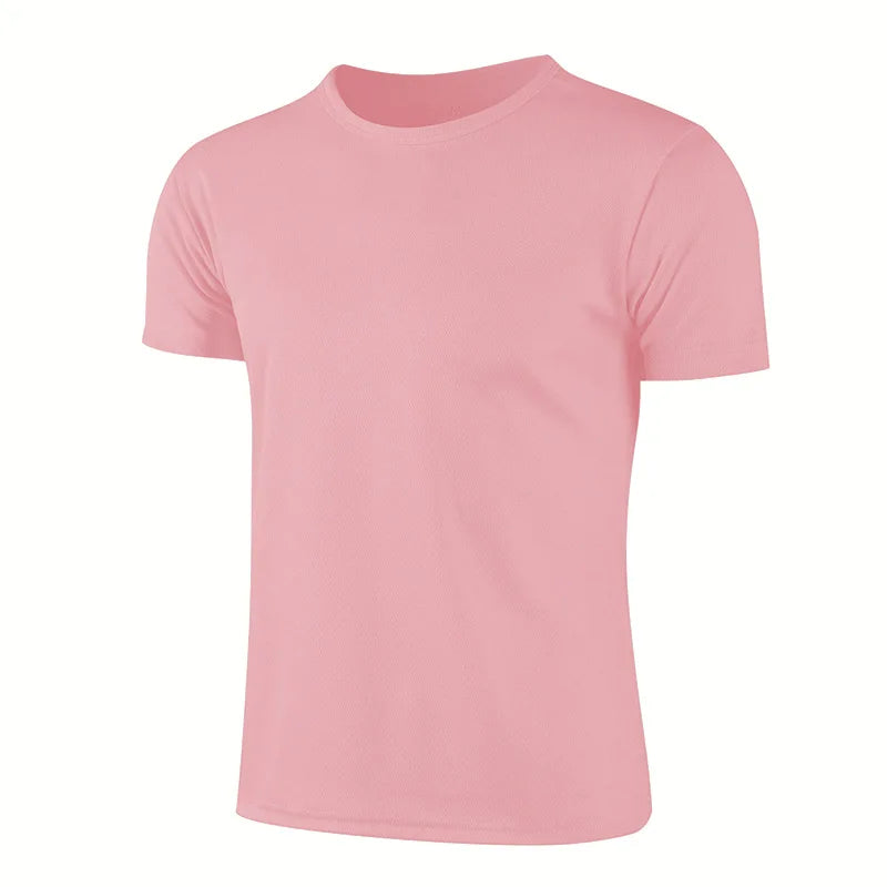 Men's Quick Dry Short Sleeve Gym Running Moisture Wicking Round Neck T-Shirt Training Exercise Gym Sport Shirt Tops Lightweight