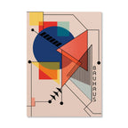 Abstract Orange Bauhaus Geometric Poster Pop Art Sunrise & Bicycle Wall Art Prints for Modern Living Room Dormitory Home Decor