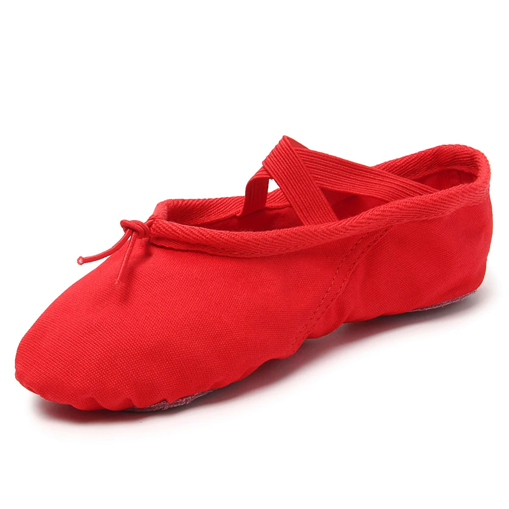 Canvas Ballet Shoes Split Sole Dance Slippers for Kids Adults