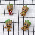 4Pcs/Set Cute Groot Miniature Model Home Supplies Decoration Figurine Handicrafts Anime Hero Tree Man Character Decoration