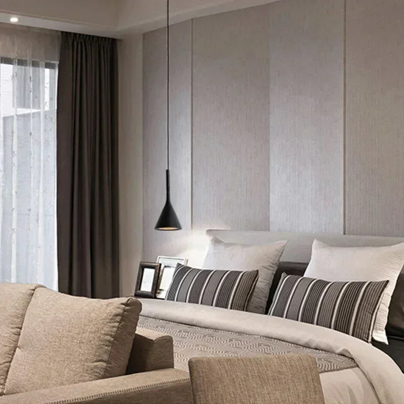 Modern LED Pendant Light in Black and White E27 Bedroom Table Dining Room Hanging Light Lampshade Home Cabinet Suitable for