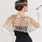 1920s Vintage Sequin Fringe Shawl – Elegant Beaded Cape for Women