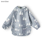 New Children Feeding Aprons Long Sleeve Baby Bib with Pocket Full Cover Baby Bibs with Pocket Waterproof Long Sleeve Bibs