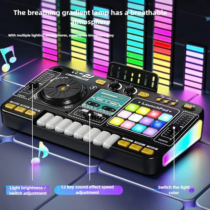 Kids DJ Mixer Toy with Microphone & Bluetooth Piano Keyboard