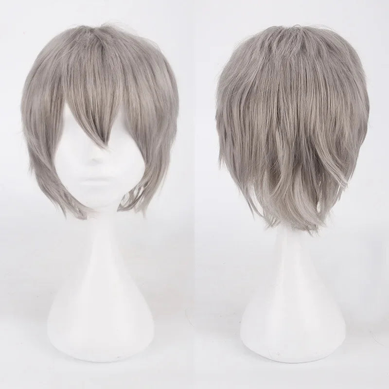 Men Women Synthetic Anime Cosplay Wigs Short Straight Hair Heat Resistance Multicolour Red White Pink Gray Brown