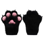 Furry Faux Fur Fox Cat Paws Gloves Animal Fursuit Mittens Halloween Christmas Cosplay Costume Props