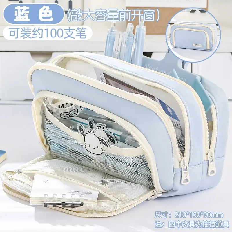Large Capacity Simple and Versatile Japanese Pencil Case Stationery Box for Female Primary School Students, Junior High School S