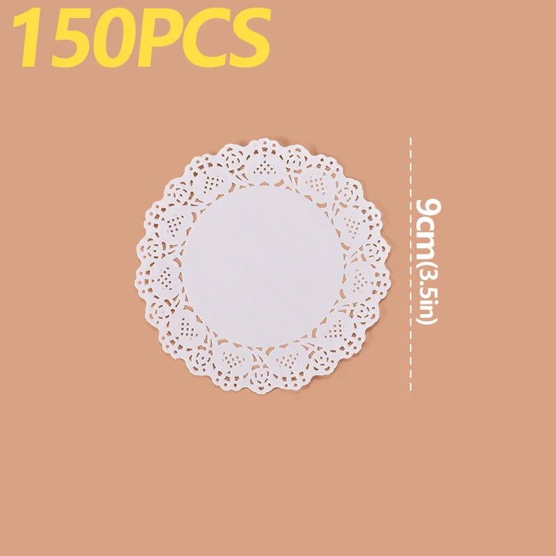 150Pcs Kitchen Fried Food Special Flower Bottom Paper Oil-absorbing Paper Baking Cake Pizza Snack Round Household Lace Paper Pad