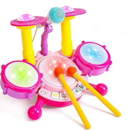 Kids Electric Drum Kit Toy – Musical Learning Instrument with Mic