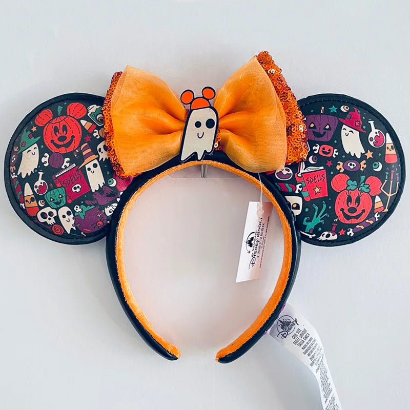 Disney Princess Headband Mickey Ear Rapunzel Sequin Bow Hair Hoop Birthday Gift Girl Accessories Halloween Gift Christmas Jack