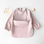 1pcs Solid Color Painting Smock Baby's Soft Waterproof Long Sleeve Art Smock Feeding Bib Apron for Kids Accessories