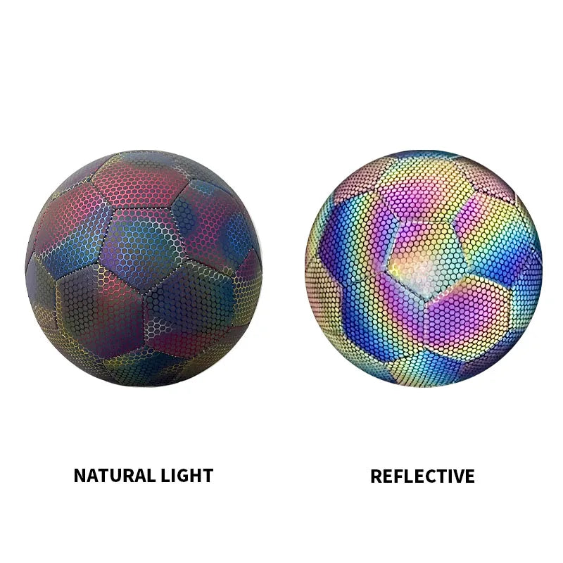 1pc Size 5 Reflective Football, Luminous Colorful Soccer Ball For Indoor And Outdoor Training 1pc Size 5 Reflective Football, Lu