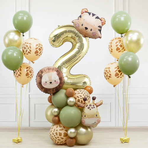 38PCS Wild Animal Balloon Tower Jungle Birthday Decoration Set
