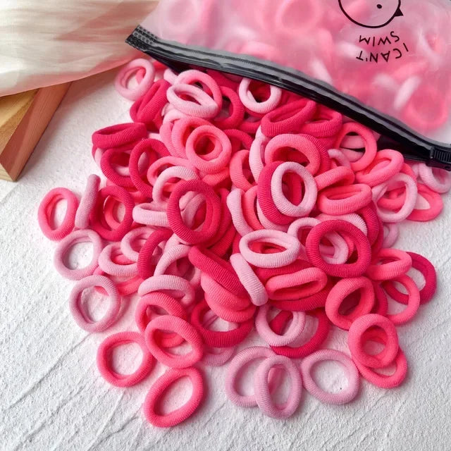 50/100Pcs Colorful Basic Nylon Ealstic Hair Ties for Girls Ponytail Hold Scrunchie Rubber Band Kid Fashion Hair Accessories