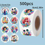 500pcs Disney Mix Anime Stickers Roll Cute Princess Mickey Mouse Sealing Label Decoration Decals Children Party Sticker Toy Gift