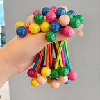 Candy Color Ball Hair Ties for Girls Cute Princess Long Elastic Hair Rope Colorful Beaded Ponytail Holders Kids Baby Hair Bands