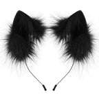 Handmade Faux Fur Animal Ears Headband Furry Cat Fox Ear Hairhoop Headwear Costume Accessory for Cosplay Masquerade