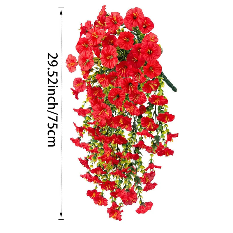 1/2Pc 75cm White Artificial Morning Glory Wall Hanging Faux Violet Plants Hanging Flowers Vines for Home Garden Wedding Decor