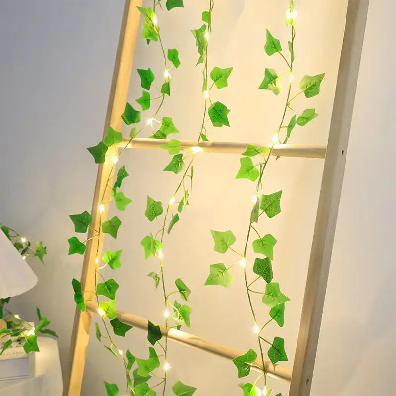 210Cm Artificial Hanging Christmas Garland Plants Vine Leaves Green Silk Outdoor Home Wedding Party Bathroom Garden Decoration