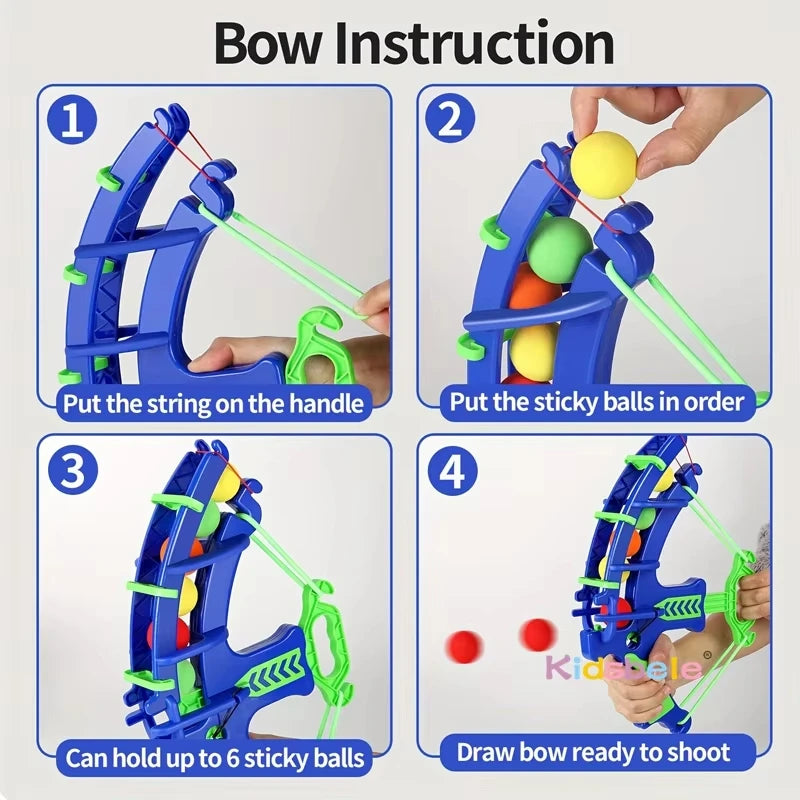 Slingshot Target Sticky Ball Dartboard Bow Arrow Set Montessori Educational Toy Throw Sport Outdoor Fidget Game