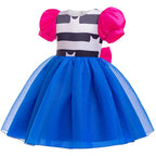 Kids Girls Cartoon Cats Cosplay Princess Dress Children Puff Sleeve Bow Tulle Gown For Carnival Halloween Birthday Party Outfit