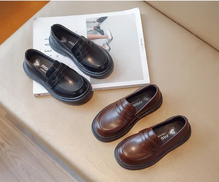 Children's Leather Shoes Classic British Style for Boys Girls