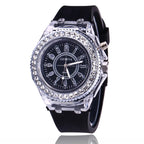 LED Light Flash Luminous Watch – Silicone Rhinestone Wristwatch