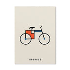 Abstract Orange Bauhaus Geometric Poster Pop Art Sunrise & Bicycle Wall Art Prints for Modern Living Room Dormitory Home Decor