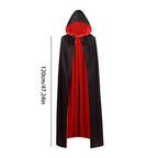 Halloween Themed Party Two Layer Two-Tone Hooded Stand-Up Collar Vampire Costume Robe Cloak, Unisex Adult Reversible Stand-Up C