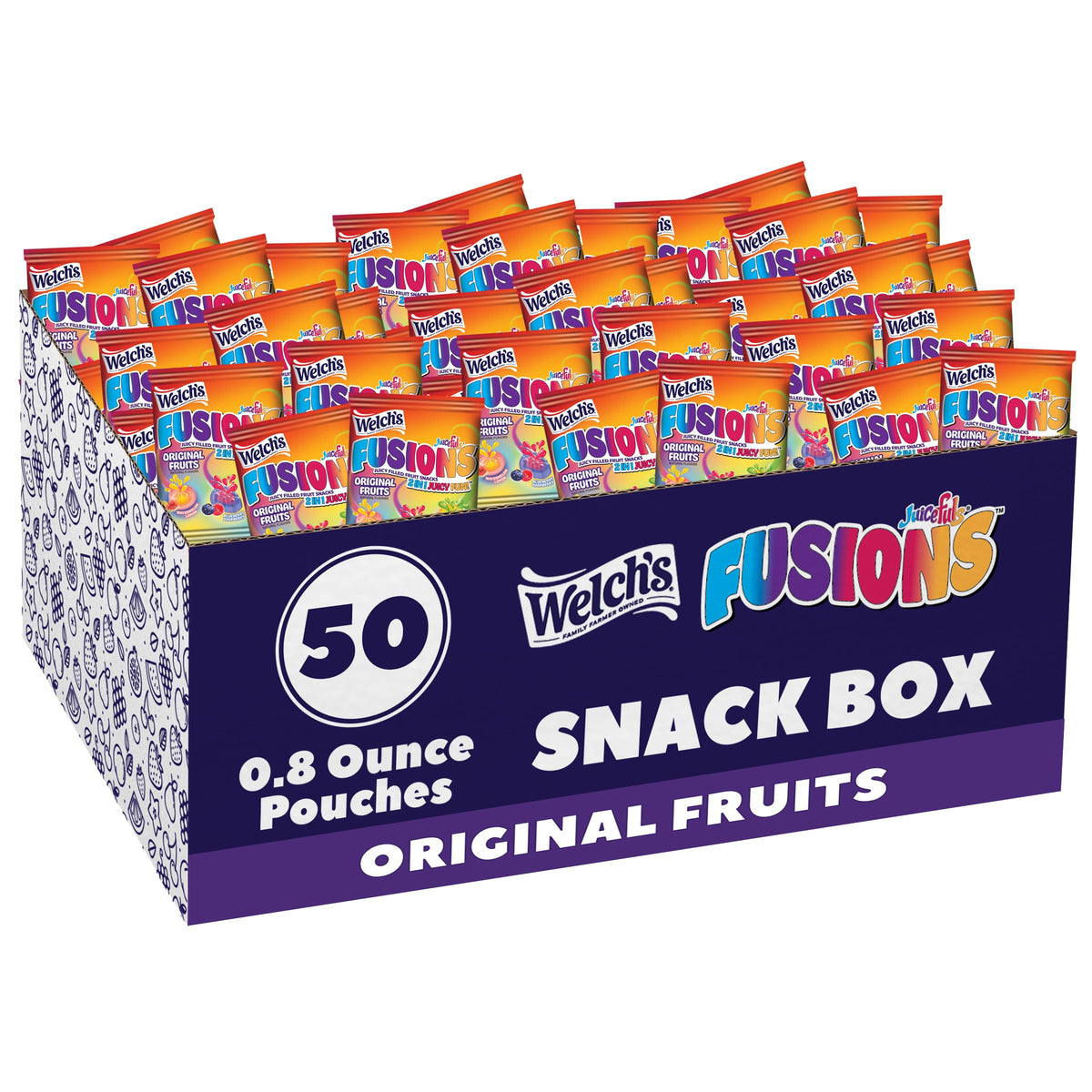 Welch's Fruit Snacks Fusions, Original Fruits, 0.8 oz, 50 Ct